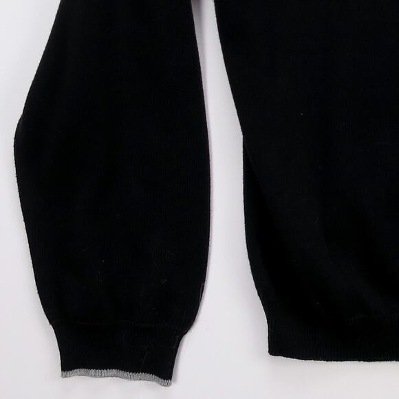 Black Cotton V-Neck Sweater Men’s L Silver Trim Pullover | Chaps Ralph Lauren - Picture 4 of 9